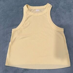 SO Girls Large Yellow Ribbed Crop Tank Top Youth Sleeveless Stretch